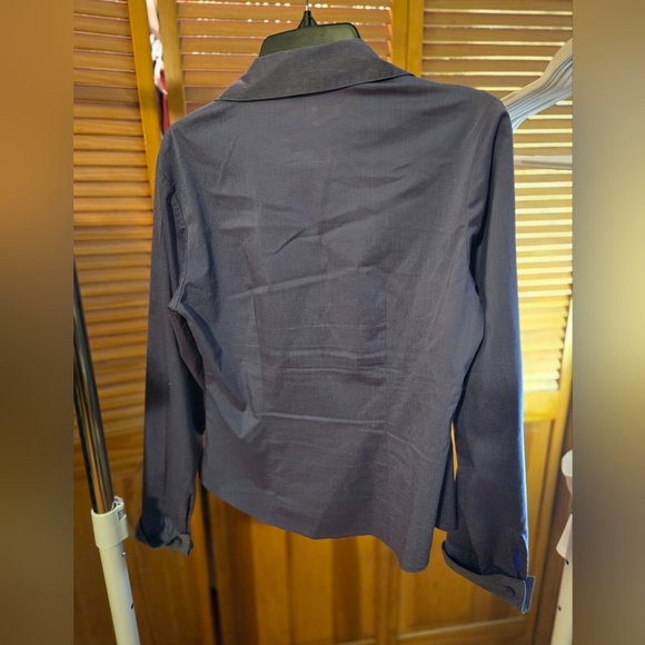 Kasper Purple Fitted Button Down Shirt with Notched Collar - Picture 3 of 5